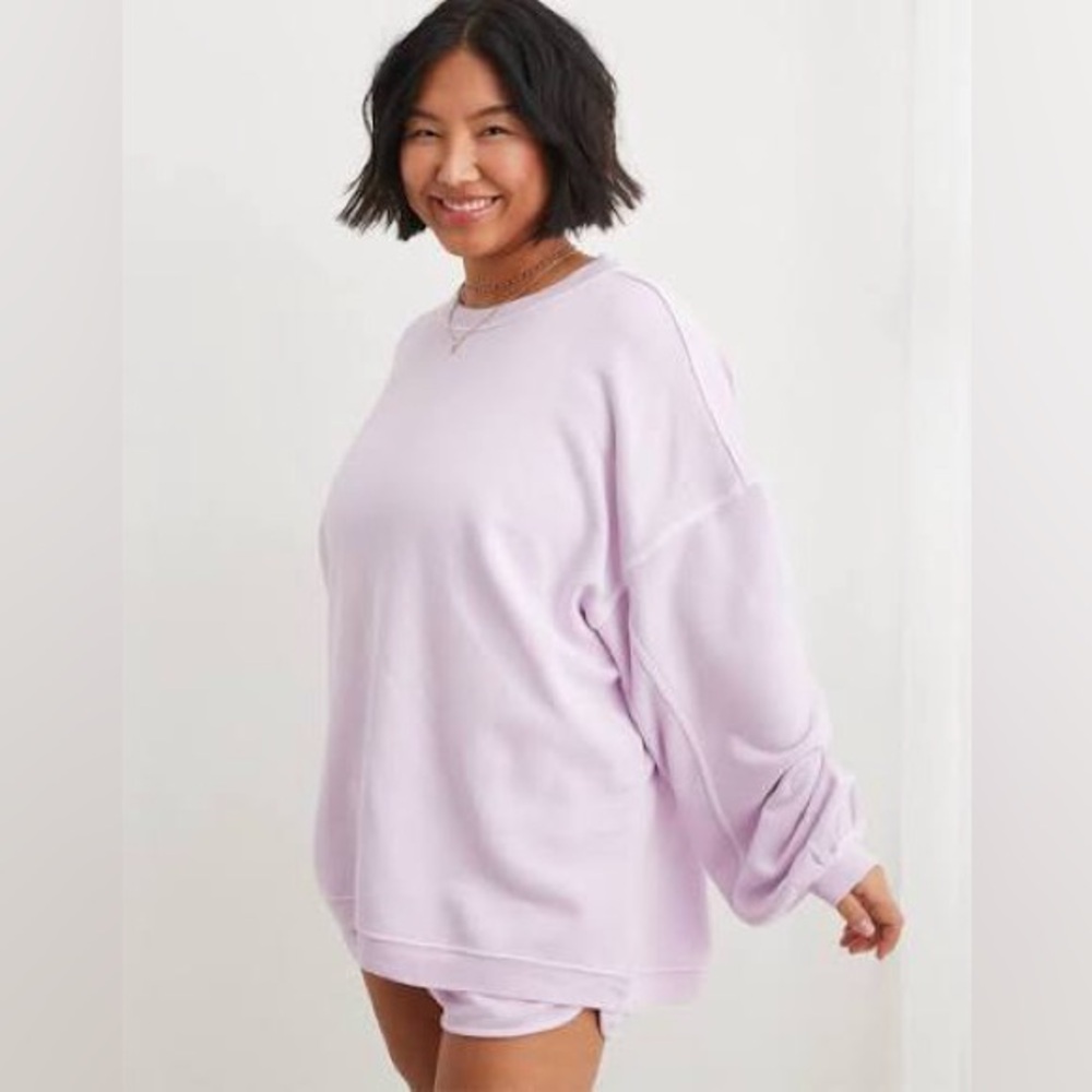 Aerie Green REAL Crew Sweatshirt